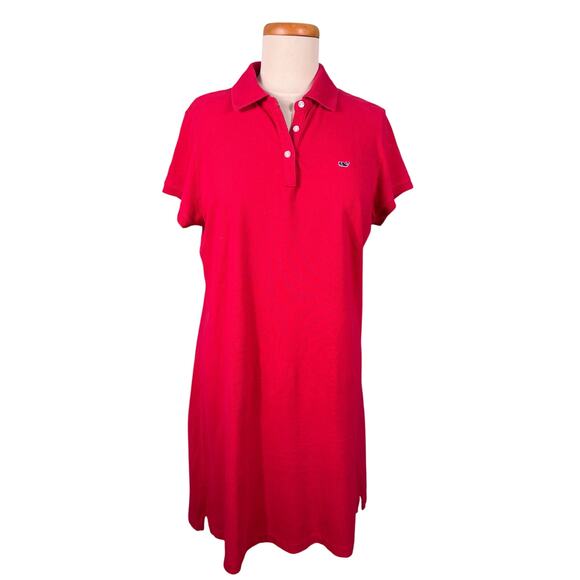 Vineyard Vines Undercollar Polo Dress Women's Size Medium Lighthouse Red Casual - Picture 1 of 10